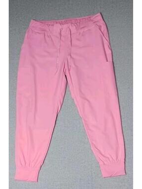 Med Couture Insight Scrub Jogger Pants Womens Size LP Pink 6 Pockets Buttery...